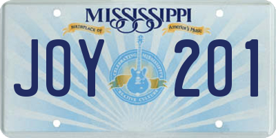 MS license plate JOY201