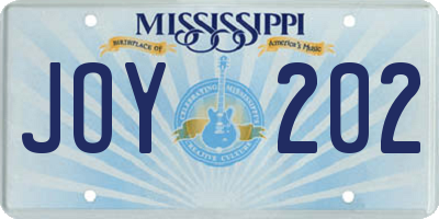 MS license plate JOY202