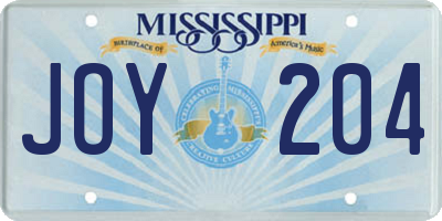 MS license plate JOY204