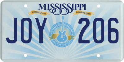 MS license plate JOY206