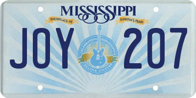MS license plate JOY207