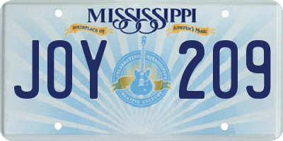 MS license plate JOY209