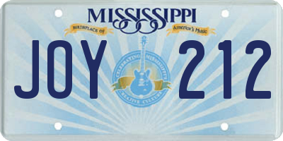 MS license plate JOY212