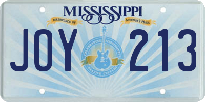 MS license plate JOY213