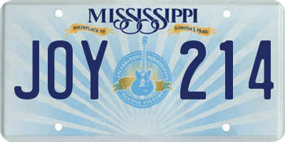 MS license plate JOY214