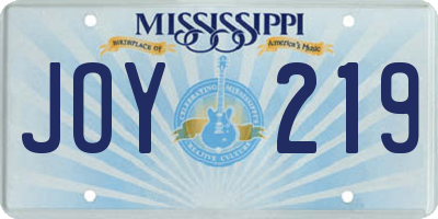 MS license plate JOY219