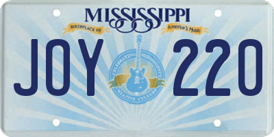 MS license plate JOY220