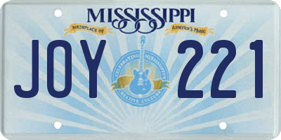 MS license plate JOY221