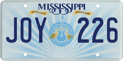 MS license plate JOY226