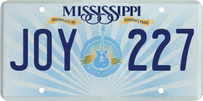 MS license plate JOY227