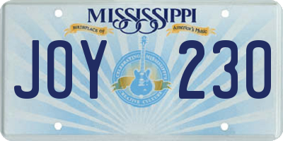 MS license plate JOY230