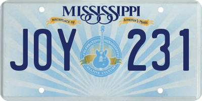 MS license plate JOY231
