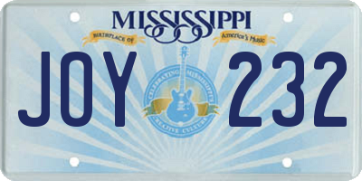 MS license plate JOY232