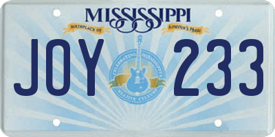 MS license plate JOY233