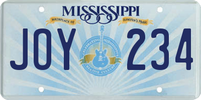 MS license plate JOY234