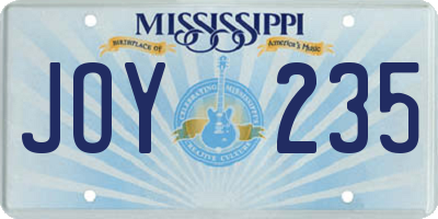 MS license plate JOY235