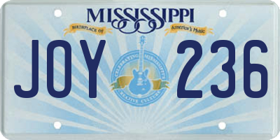 MS license plate JOY236