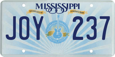 MS license plate JOY237