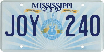 MS license plate JOY240