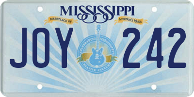 MS license plate JOY242