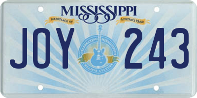MS license plate JOY243
