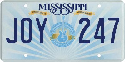 MS license plate JOY247