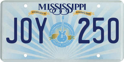 MS license plate JOY250