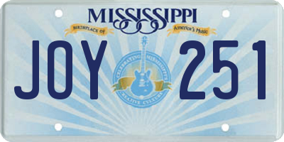MS license plate JOY251