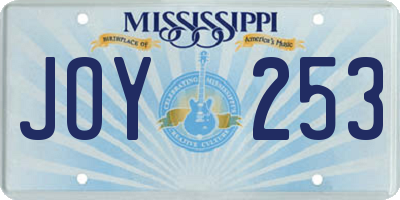 MS license plate JOY253