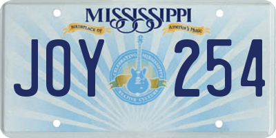 MS license plate JOY254