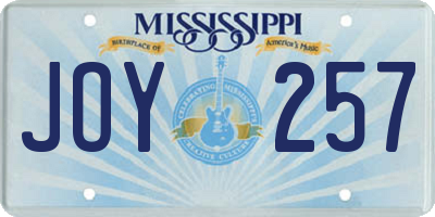 MS license plate JOY257