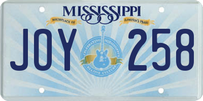 MS license plate JOY258