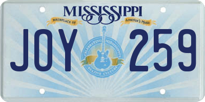 MS license plate JOY259