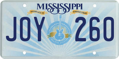 MS license plate JOY260