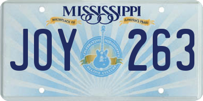 MS license plate JOY263