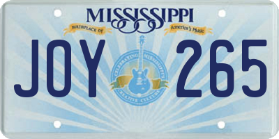 MS license plate JOY265