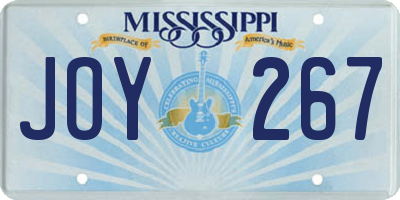 MS license plate JOY267