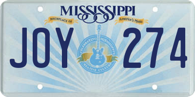 MS license plate JOY274