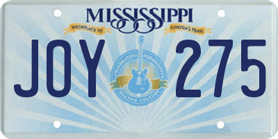 MS license plate JOY275