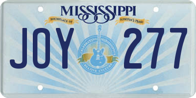 MS license plate JOY277
