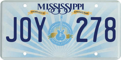 MS license plate JOY278