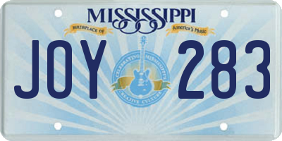 MS license plate JOY283