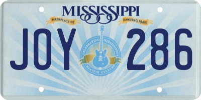 MS license plate JOY286