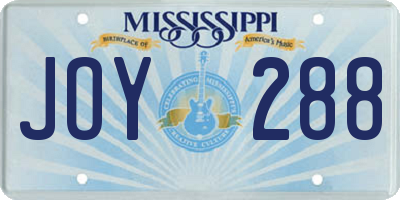 MS license plate JOY288