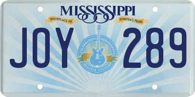 MS license plate JOY289
