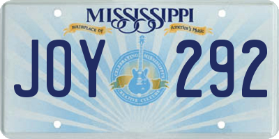 MS license plate JOY292