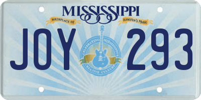 MS license plate JOY293