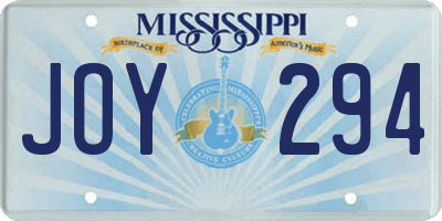 MS license plate JOY294