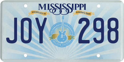 MS license plate JOY298