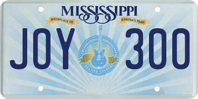MS license plate JOY300